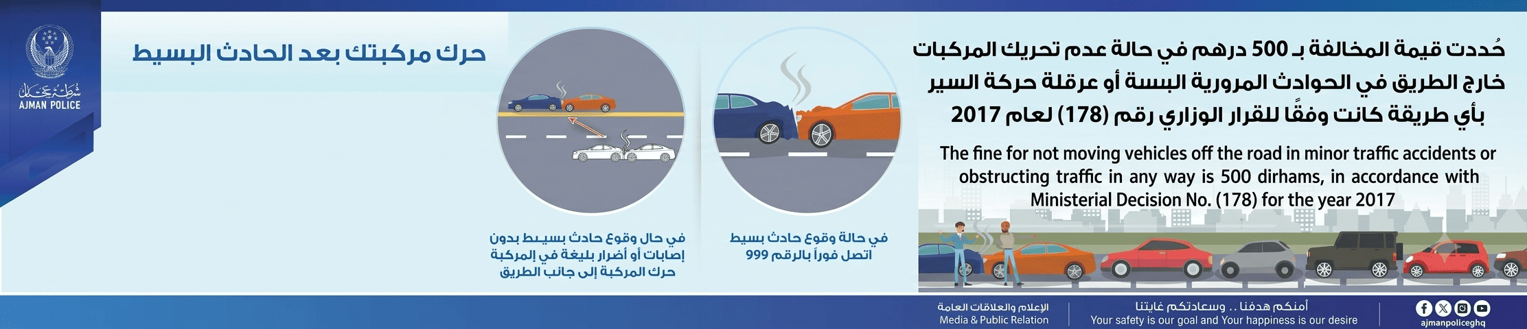 حرك مركبتك بعد الحادث البسيط